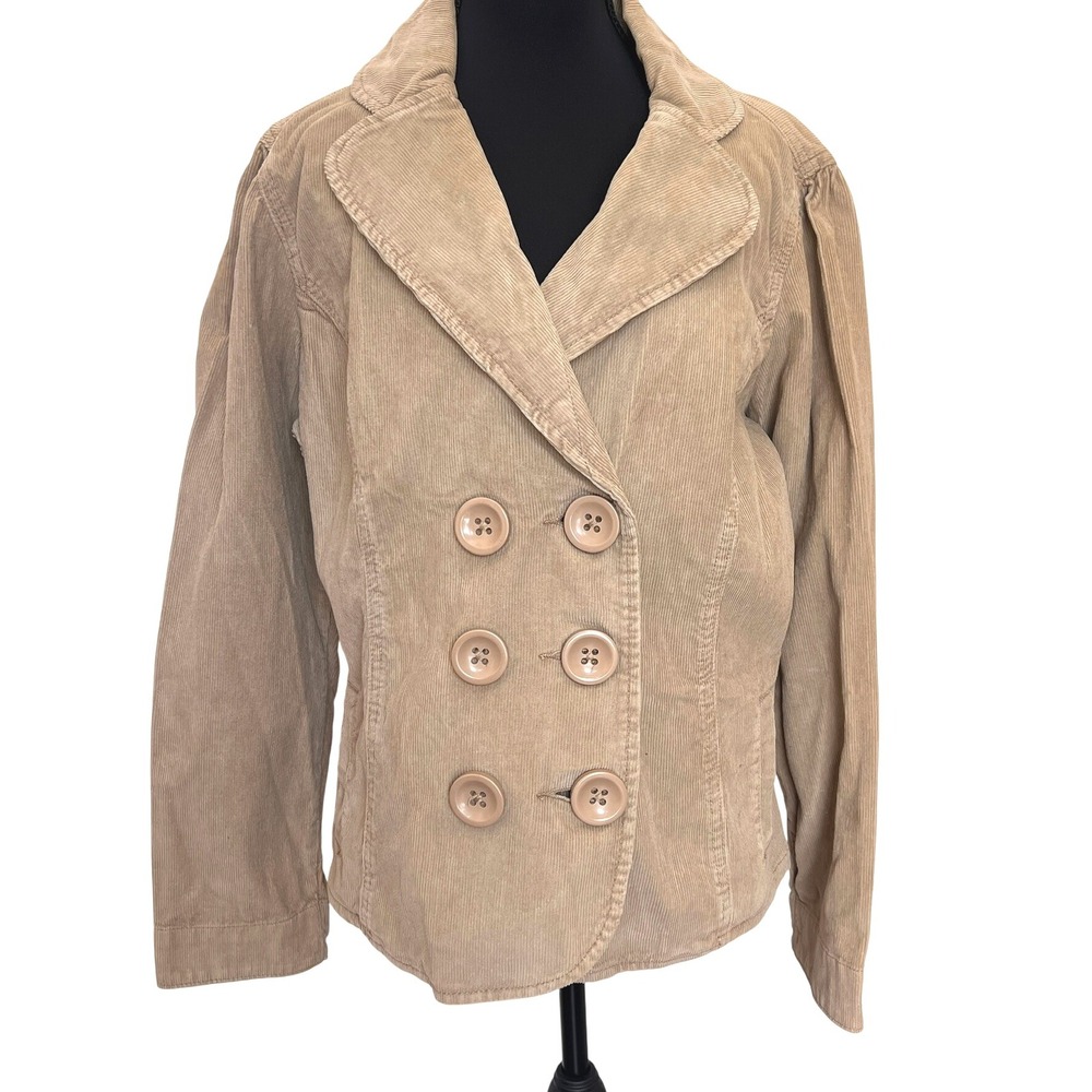 NWT Levi Strauss Corduroy Double Breasted Peacoat Women's XL Tan‎ Retro 90s Y2K